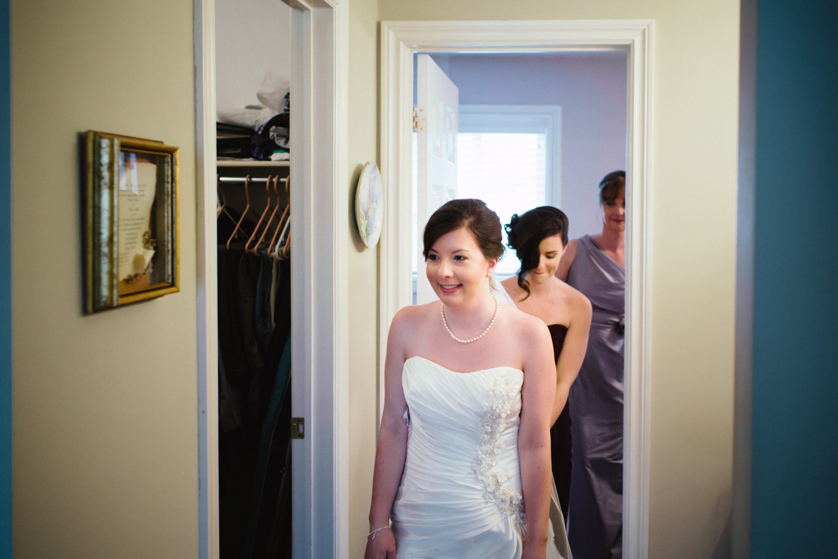 Bride exits the room.