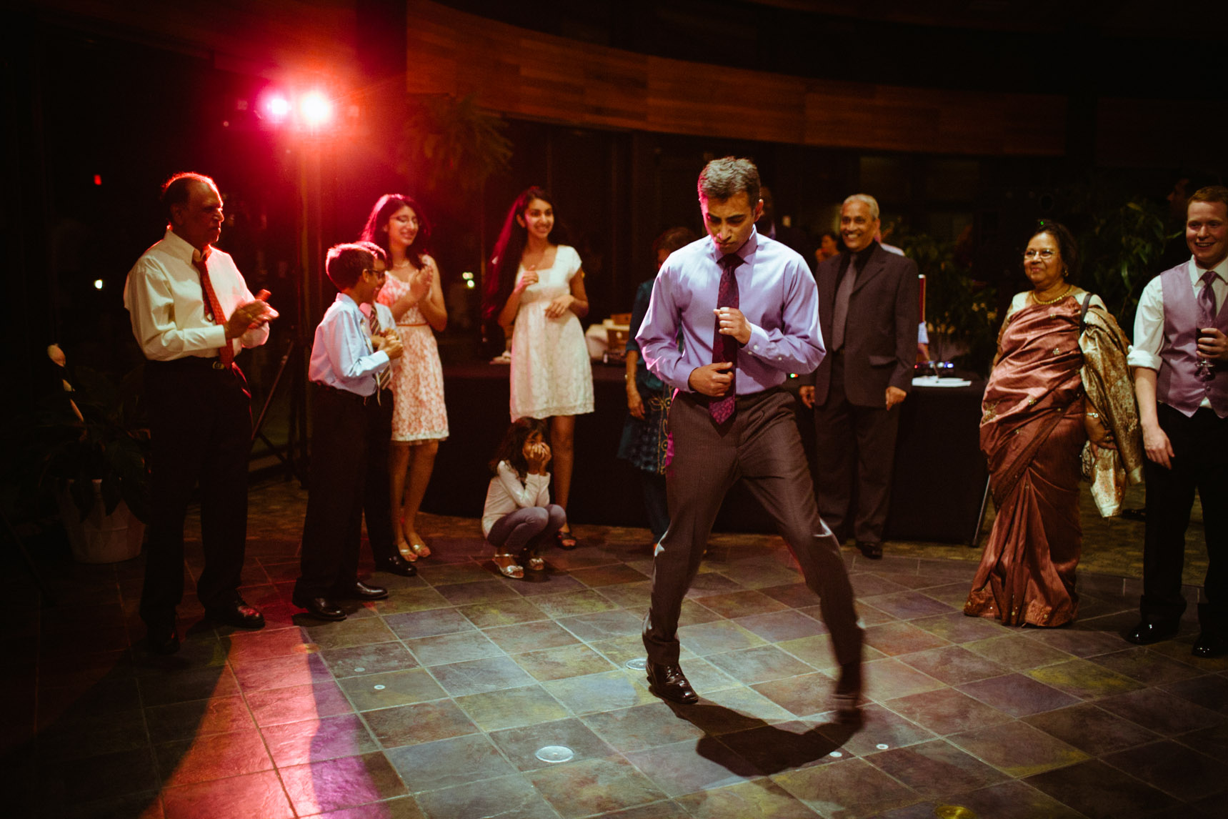 A guest dances.