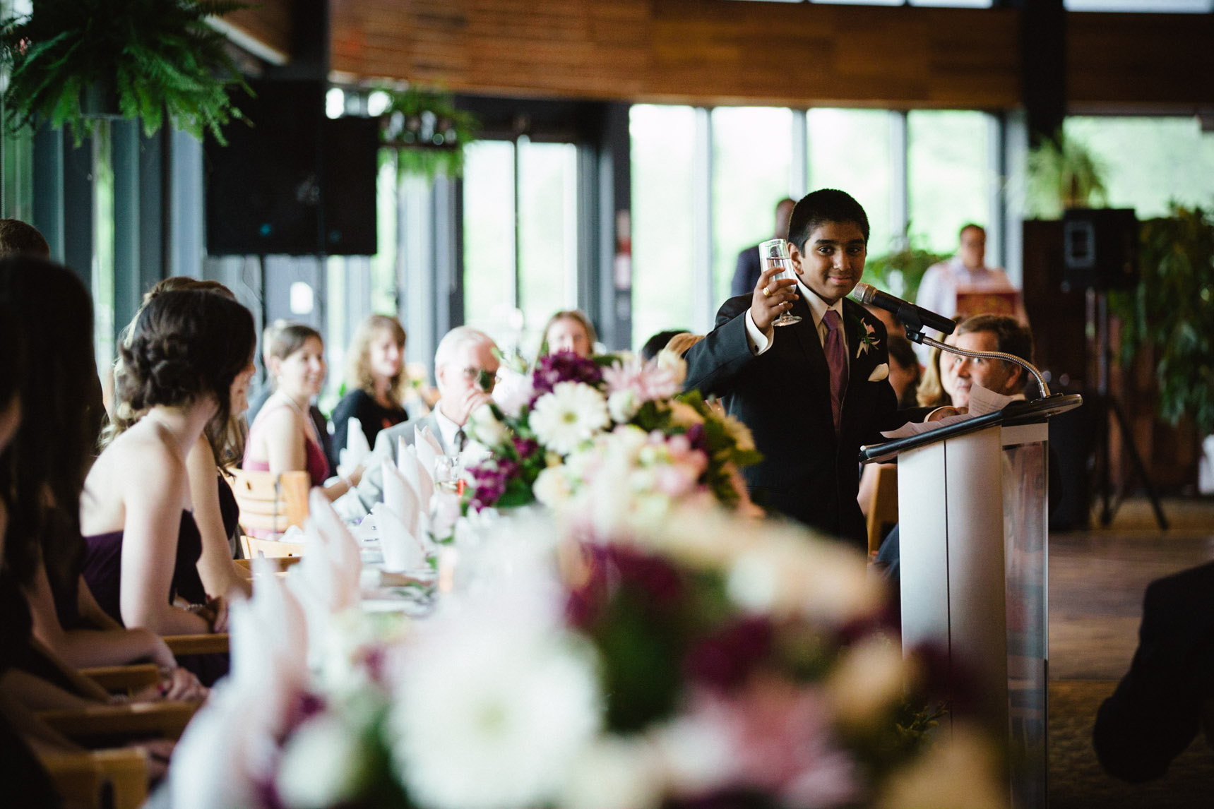 Groom's little brother toasts the bride and groom.