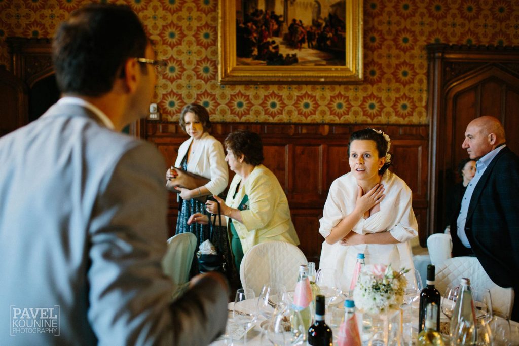 Intimate wedding photography: bride is shocked surprised